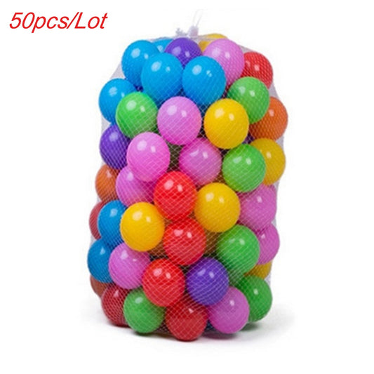 50pcs/Lot Colors Baby Plastic Balls Water Pool Ocean Wave Ball Kids Swim Pit With Basketball Hoop Play House Outdoors Tents Toys